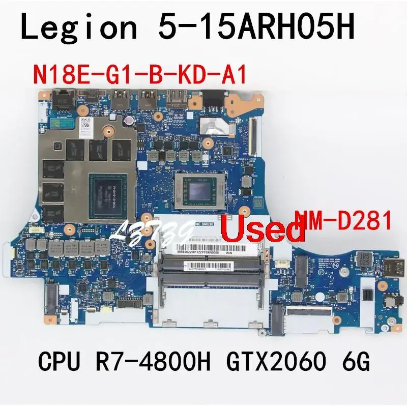 

NM-D281 For Lenovo Legion 5-15ARH05H Laptop Motherboard mainboard CPU R7-4800H GPU GTX2060 6G FRU 5B20Z23017