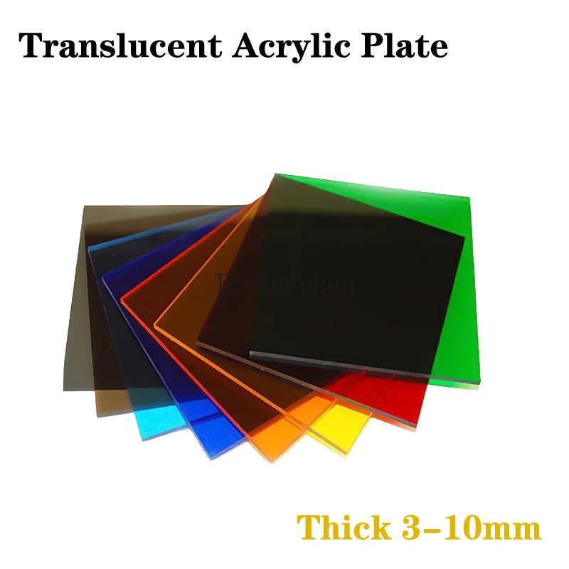 Thick 3-10mm Translucent Acrylic Plate Colorful PMMA Plexiglass Sheet Plastic Board Red/Blue/Orange/Green/Purple Decoration DIY