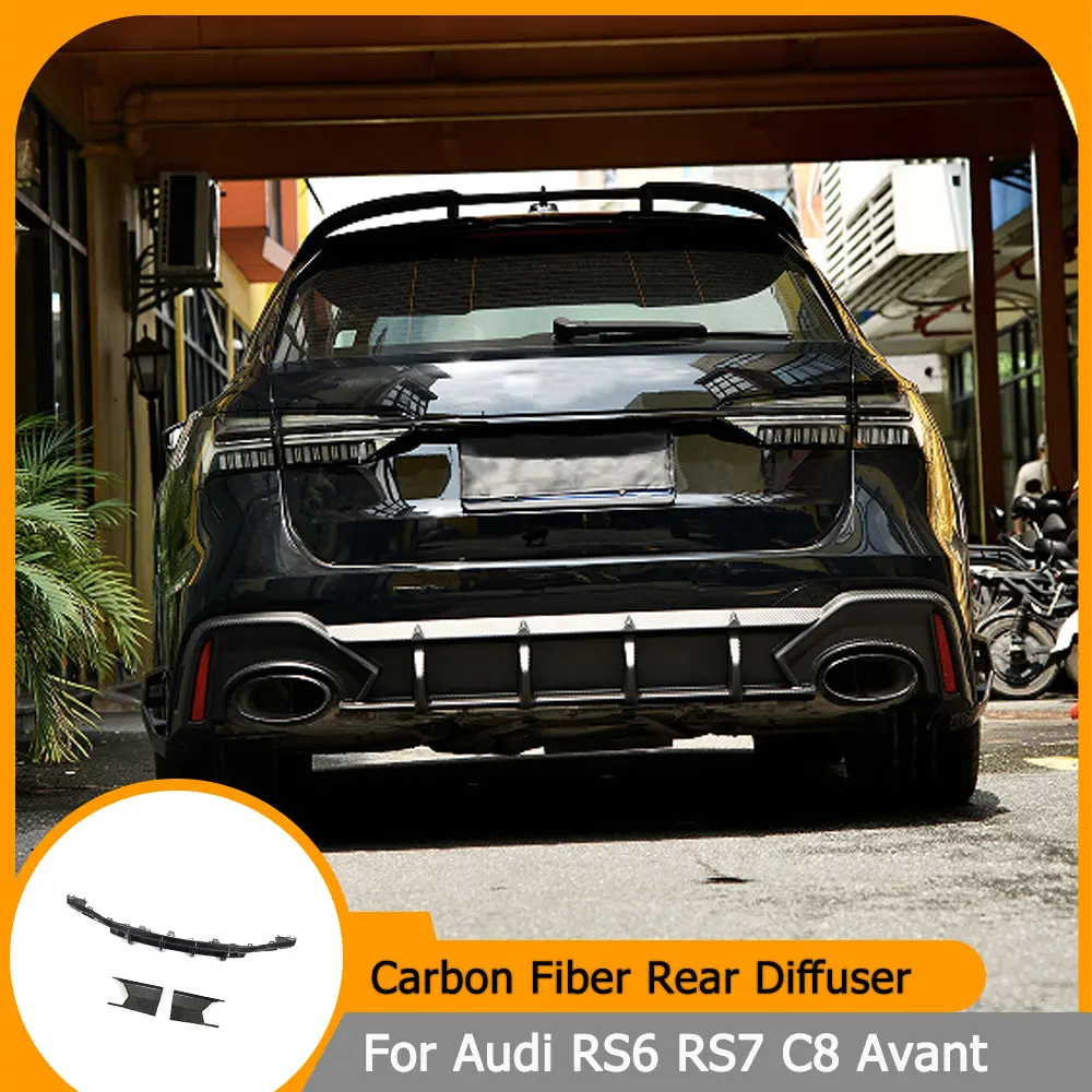 

Dry Carbon Car Rear Bumper Diffuser Lip Spoiler for Audi RS6 RS7 C8 Avant 2019-2021 Rear Diffuser Lip Splitters Protector