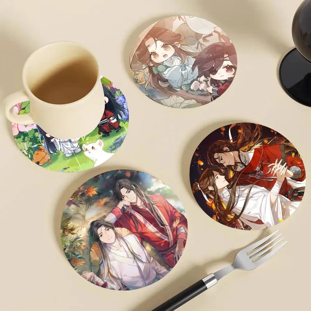 Anime Heaven Officials Blessing Round Wooden Coasters Suitable For Restaurants And Coffee Home Gift Choice Holidays