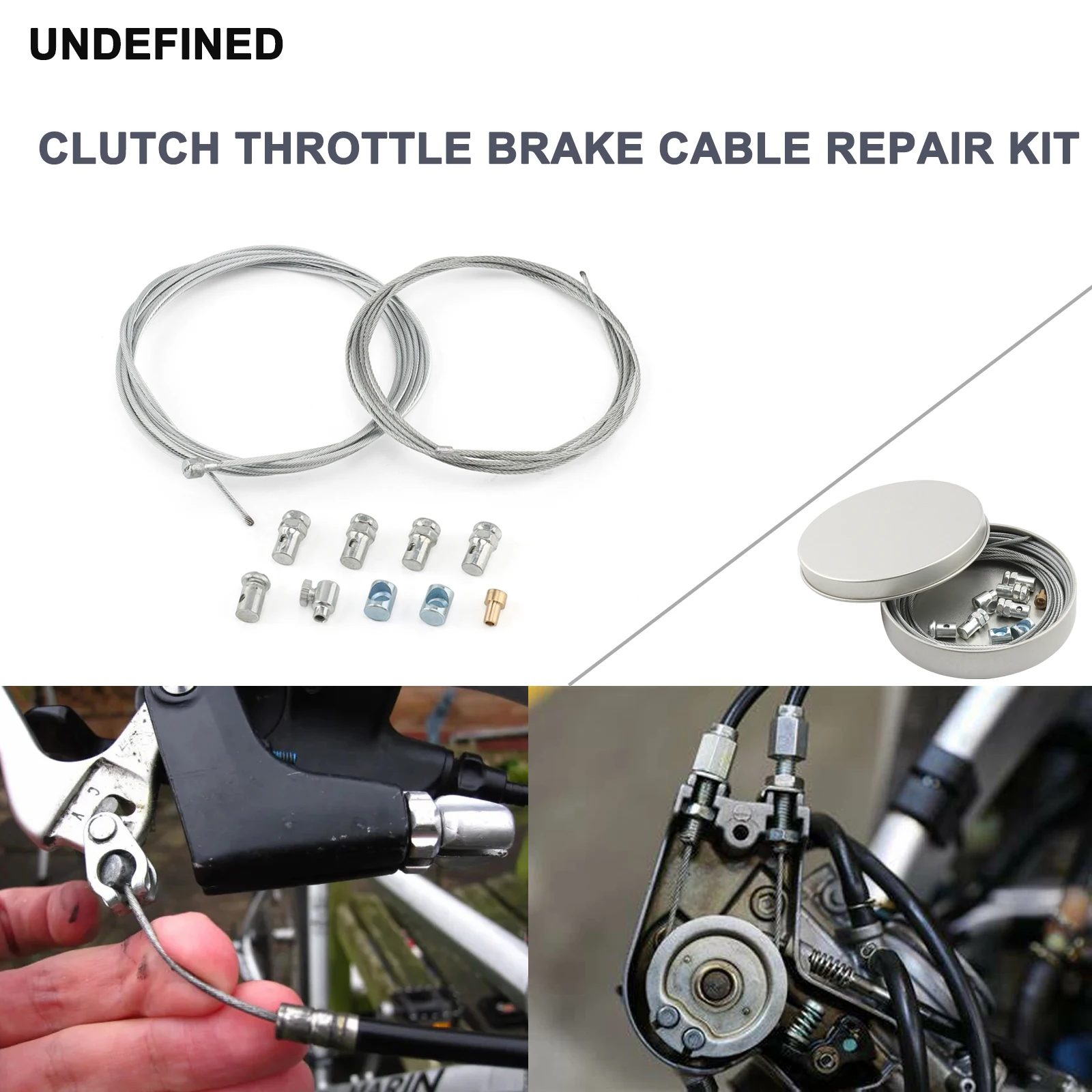 1 Set Universal Inner Clutch Throttle Brake Cable Repair Kit Solderless Nipple With Sleeve And Nut Silver Motorcycle Accessories