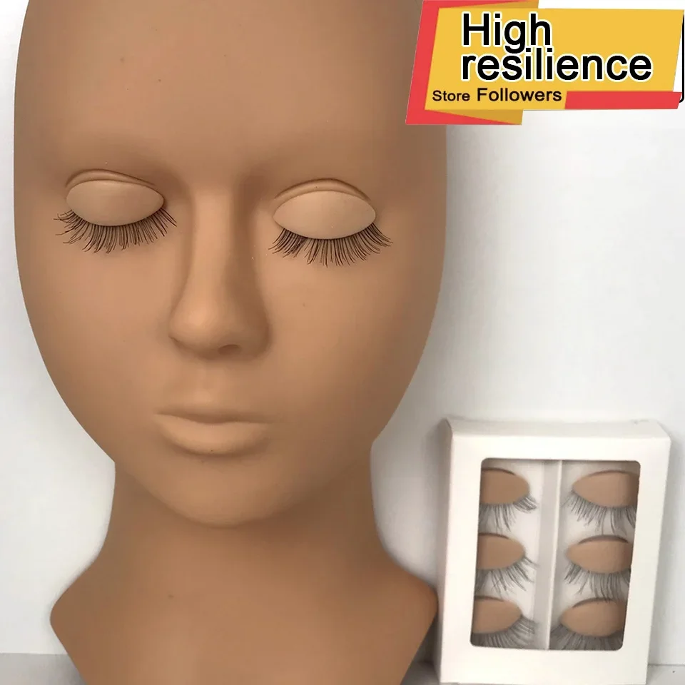 Training Mannequin Kopf für Wimpern verlängerung Silikon Kopf Mannequin mit abnehmbaren Augen Lerner Augenlid Kit Übungs kopf Modell