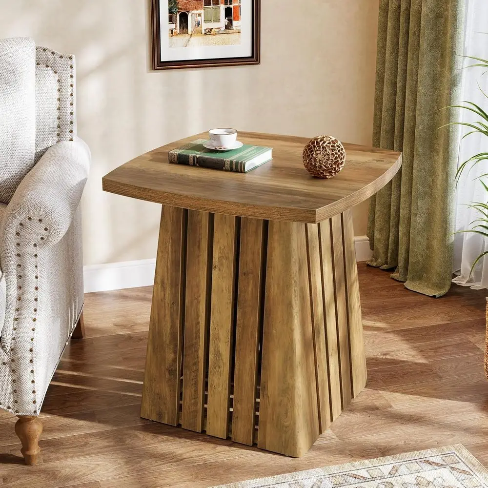 

Compact 22 Brown Side Table for End or Nightstand Use in Living Room or Bedroom