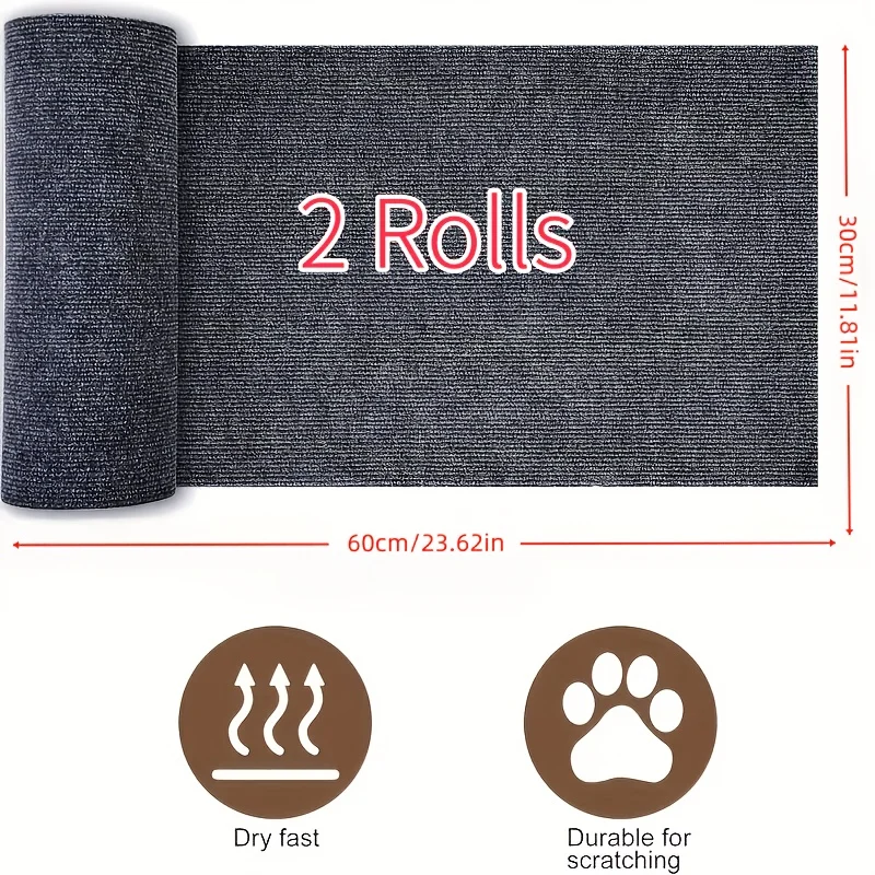2 Rolls Thickened Self Scratch-Resistant Cat Scratching Pad,Cuttable-Furniture Sofa Door Wall Cat Climbing Frame Protective Film