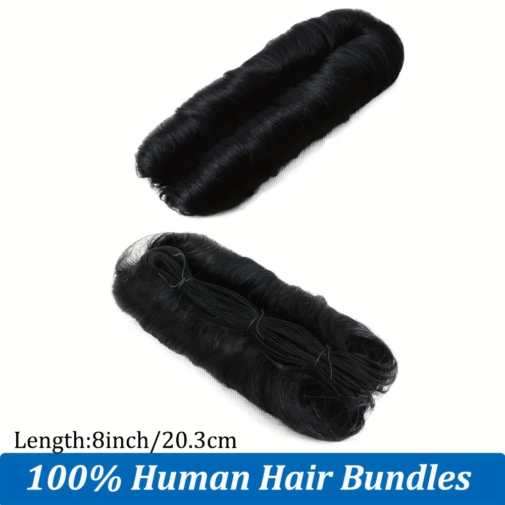 28PCS Brazilian Short Human Hair Extensions One Pack For A Full Head 100% Human Hair Bundles With Free Closure Straight Natural