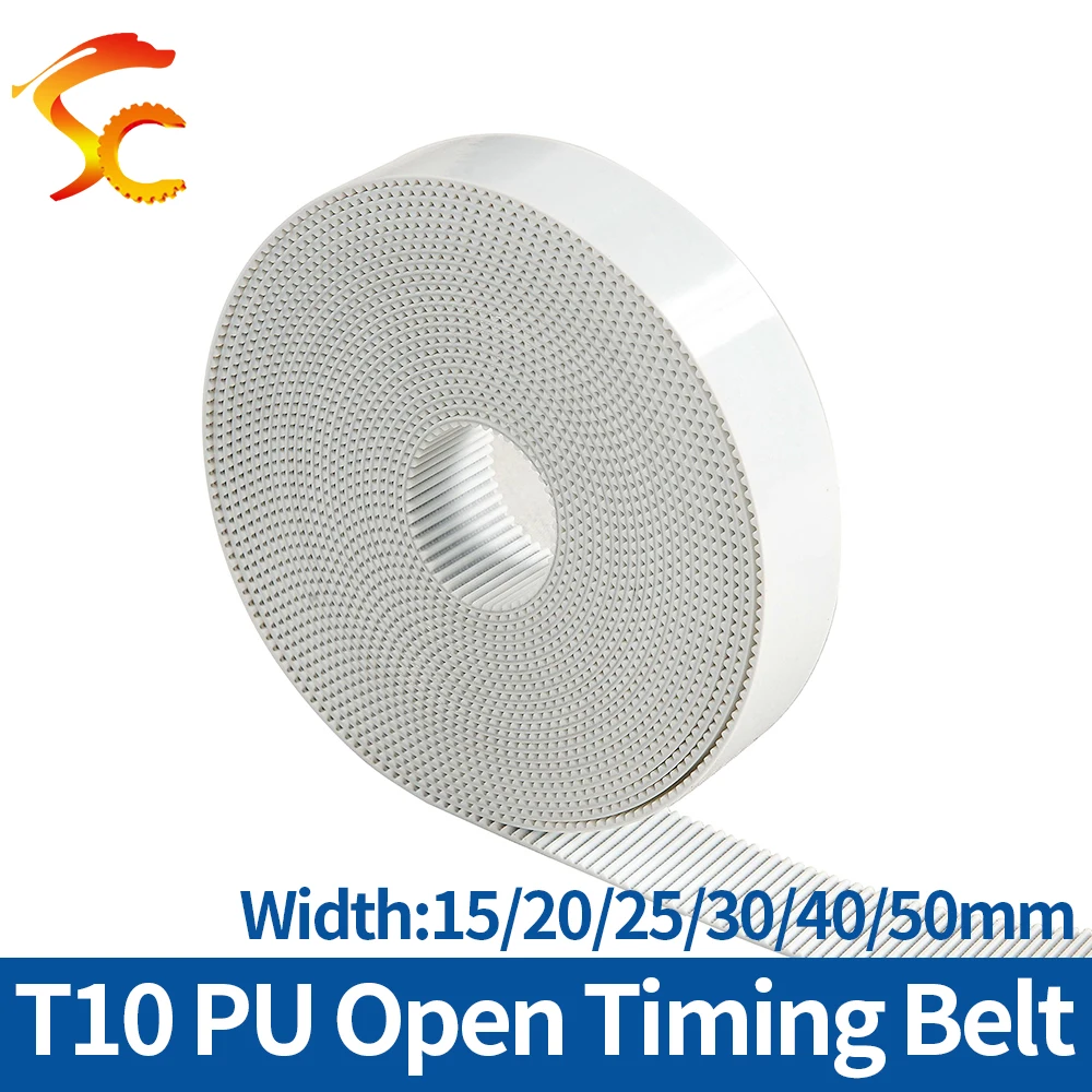 

ONEFIRE Trapezoid PU T10 Open synchronous belt width 15/20/25/30/40/50mm Polyurethane white Timing Belt