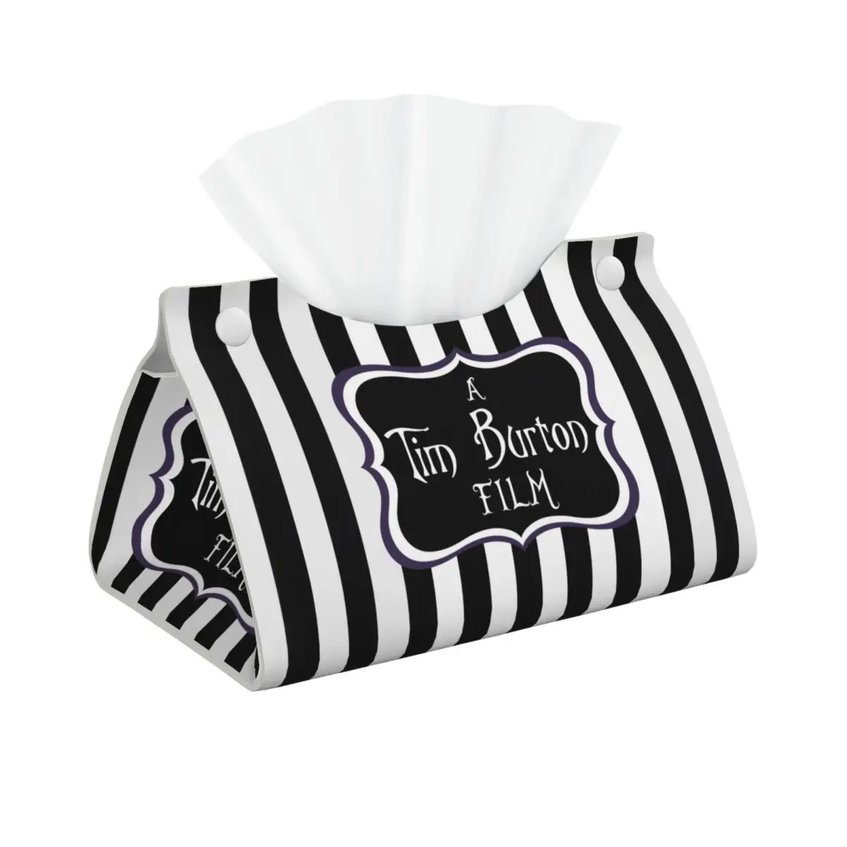 Custom BeetlejuicesTim Burton Film Facial Tissue Box Cover Rectangular Horror Movie PU Leather Tissue Box Holder for Car Toilet