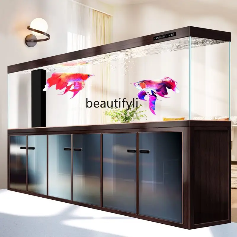 

Ultra-white glass bottom filter cylinder integrated stretch bar living room industrial dragon fish tank large water-free