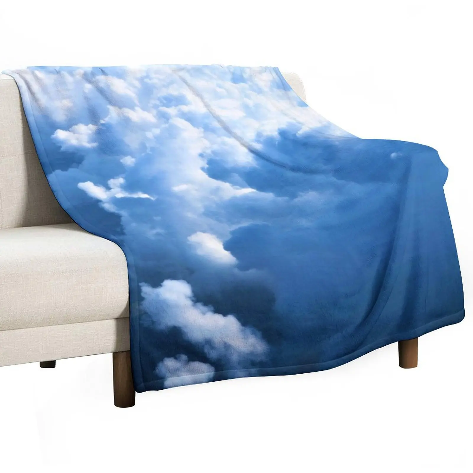 Blue Clouds High in the Sky Throw Blanket Bed linens Flannel Fabric Weighted Blankets