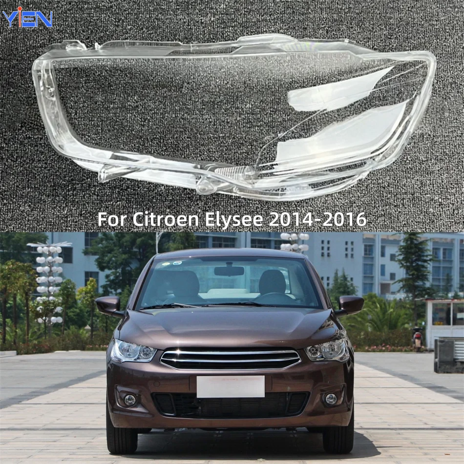 

For Citroen Elysee 2014 2015 2016 Car Products Front Lamp Glass Glass replacement Car Front Headlight Lens Cover Lights Shell