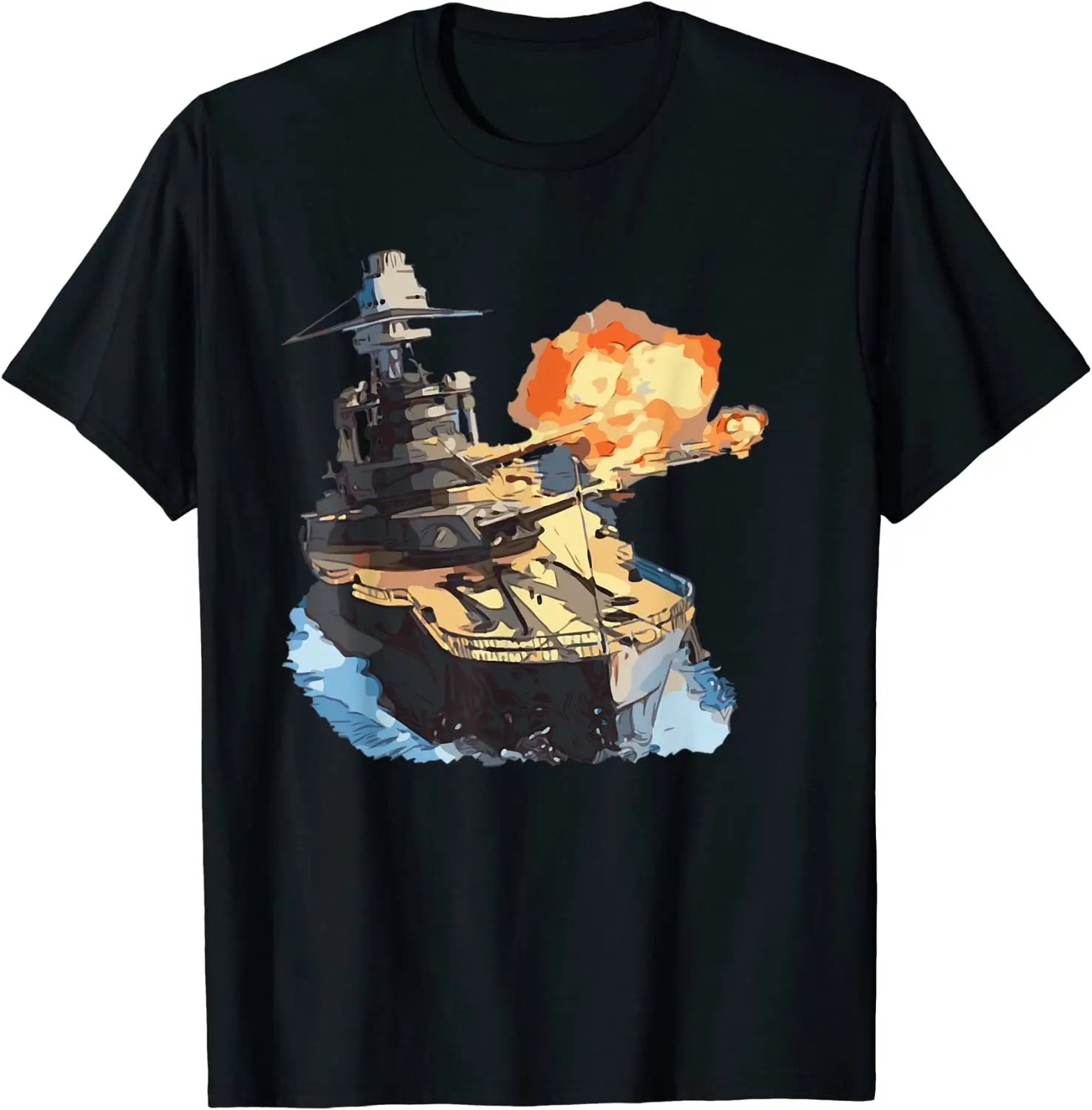 

WW2 Warship Battleship Destroyer In Action Men T-Shirt Short Sleeve Casual Cotton O-Neck Summer Shirts