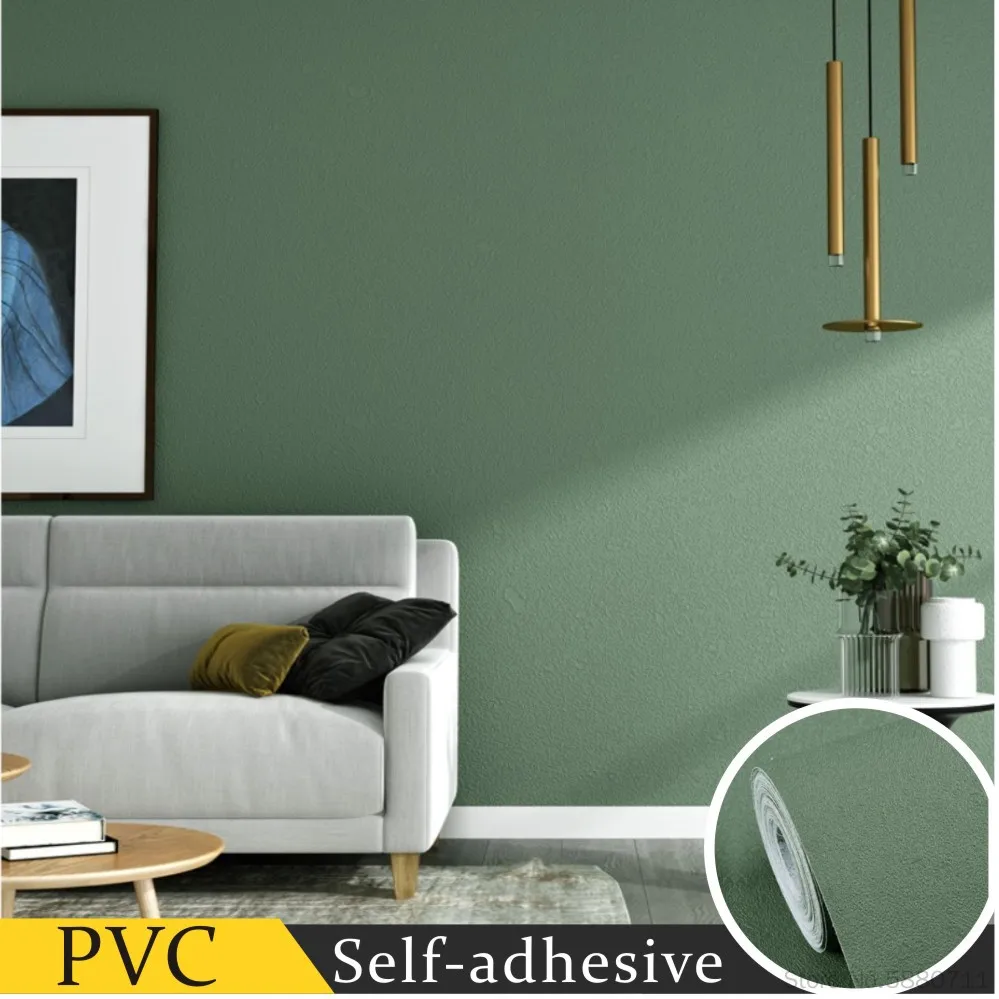 

Olive green solid color wallpaper PVC waterproof self adhesive wallpaper vinyl wallpaper wallpaper decorative wall stickers