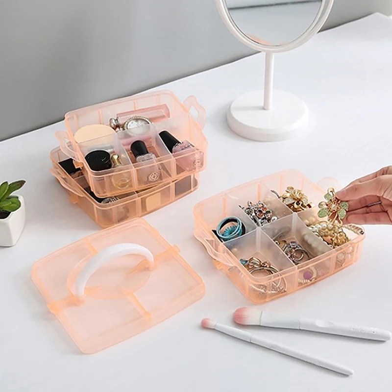 صندوق تخزين مجوهرات شفاف ، سعة كبيرة ، صندوق تشطيب ، قلادة ، خاتم ، أقراط مرصعة ، زخرفة
