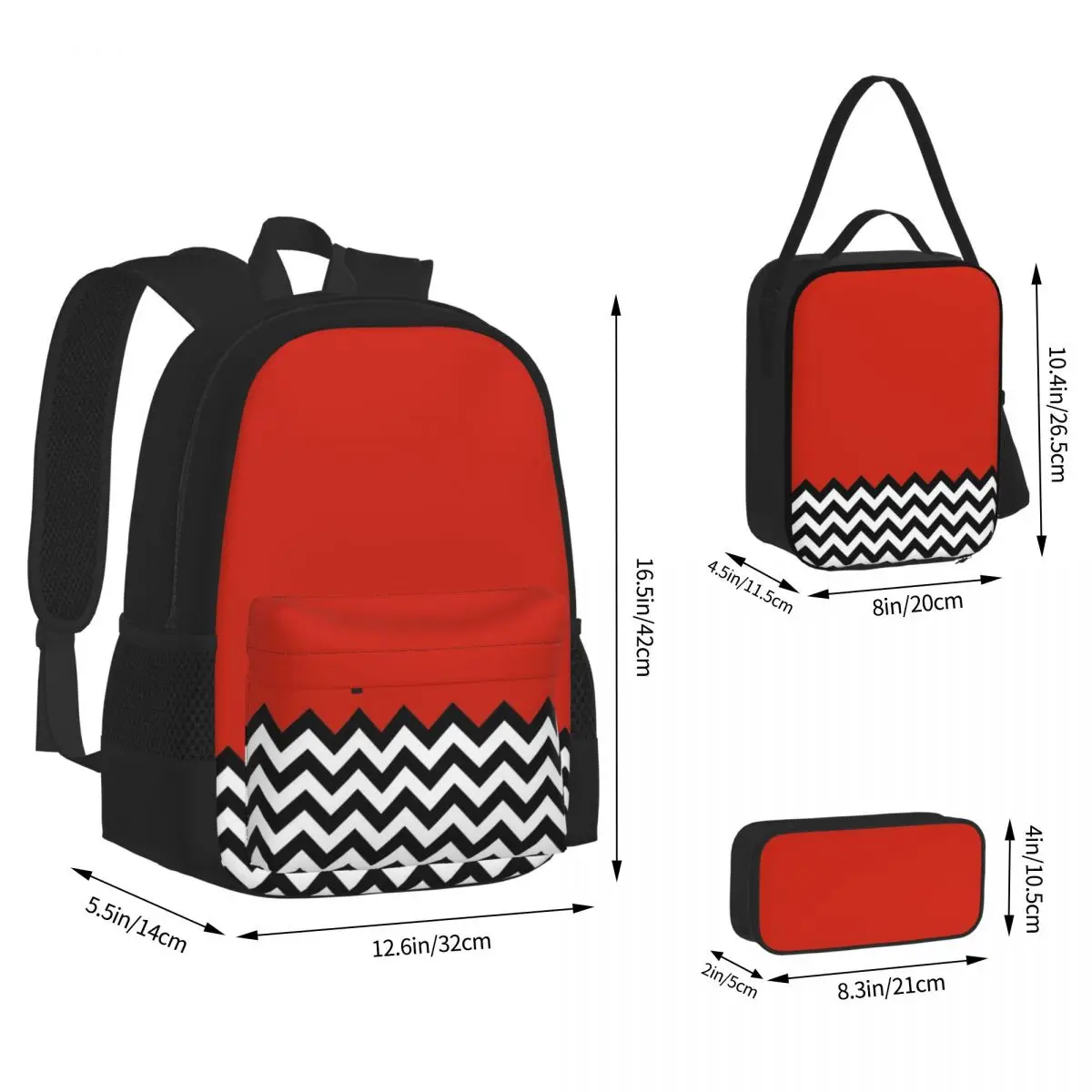 Schwarze Lodge (Twin Peaks) inspirierte grafische Rucksäcke Bücher tasche Schüler Schult aschen Kinder Rucksack Lunch Bag Stift Tasche dreiteiliges Set