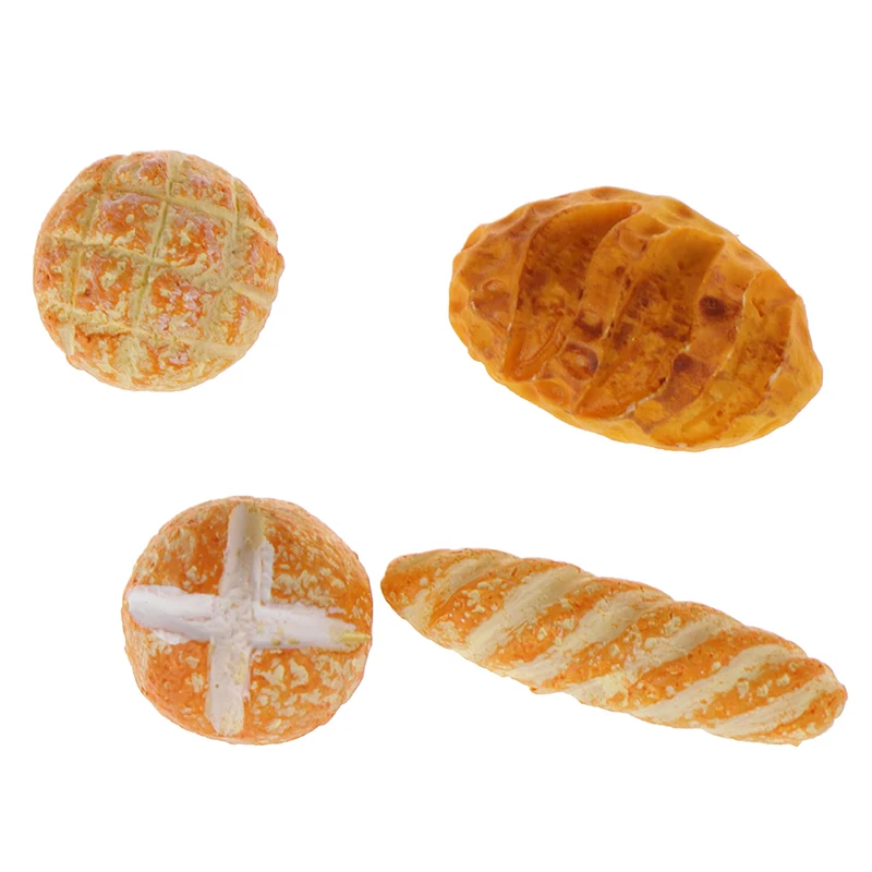 4Pcs Bread dollhouse miniature food breakfast snack dessert