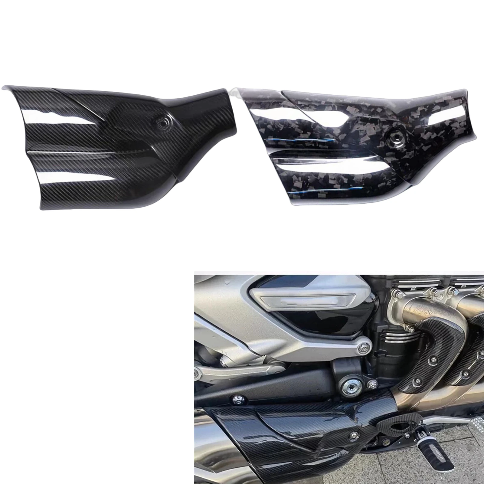 Pop Dry Carbon Fiber Motorcycle Exhaust Pipe Rear Muffler Tip Cover Fairing Protector Trim For 2020-2021 Triumph Rocket 3