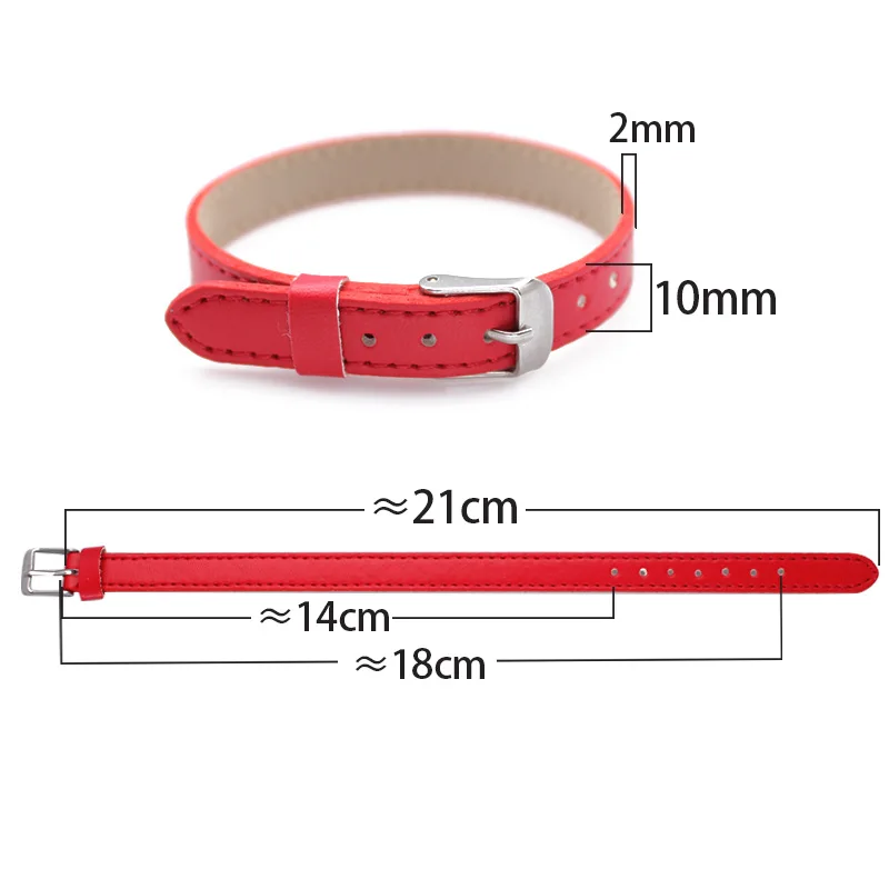 10PC/lot Copy Leather wristband 10x220mm bracelet bangle fit for 10mm DIY slide letter charm