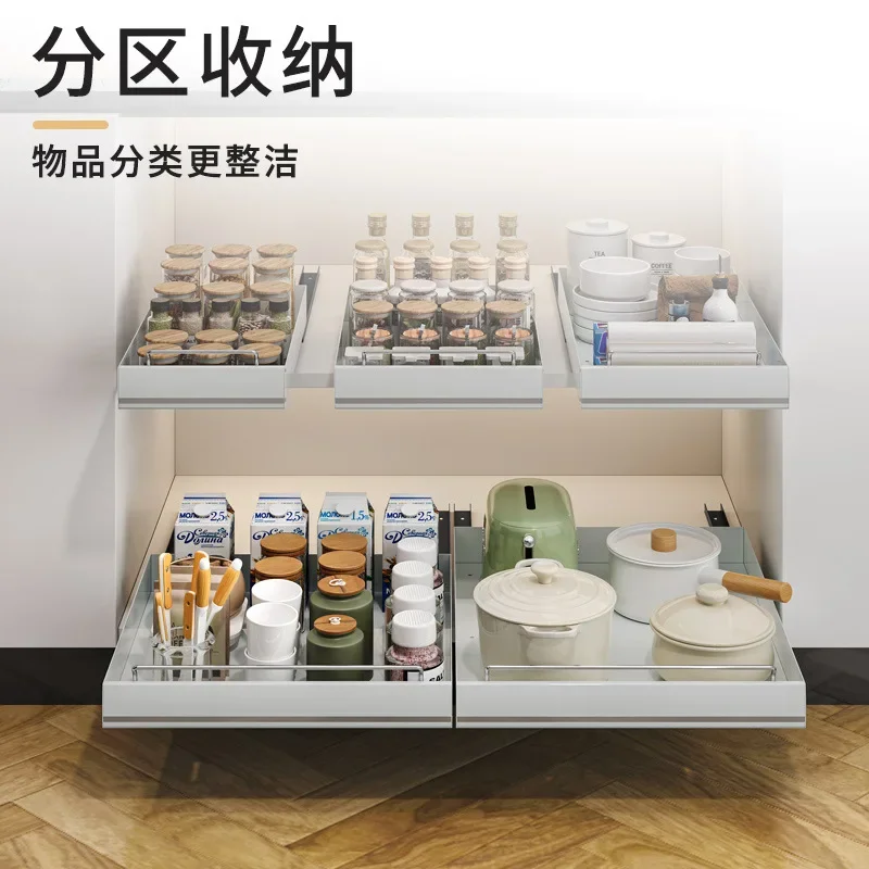 Stainless steel kitchen pull-out rack under sink basket