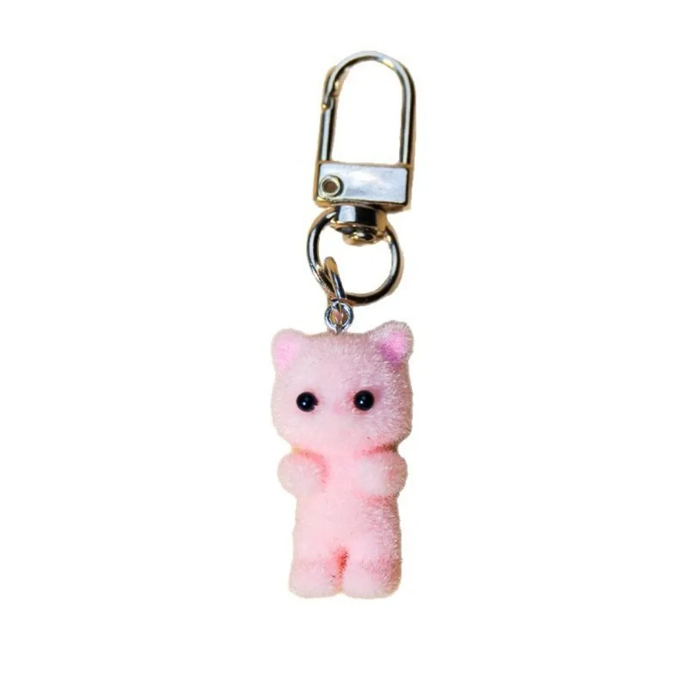 Funny Bag Hanging Cat Keychain Creative Resin Plush Cat Pendant Mini Ornaments Car Key Ring Gifts