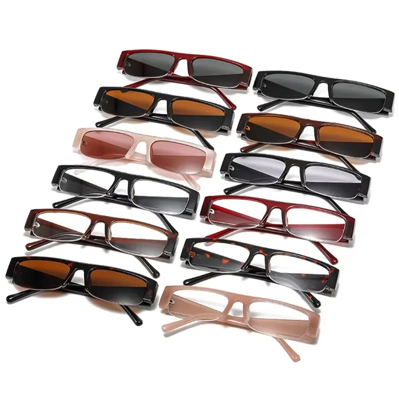 New Small Rectangle Women Sunglasses Vintage Clear Lens Men Half Frame Eyewear Shades UV400 - view 2