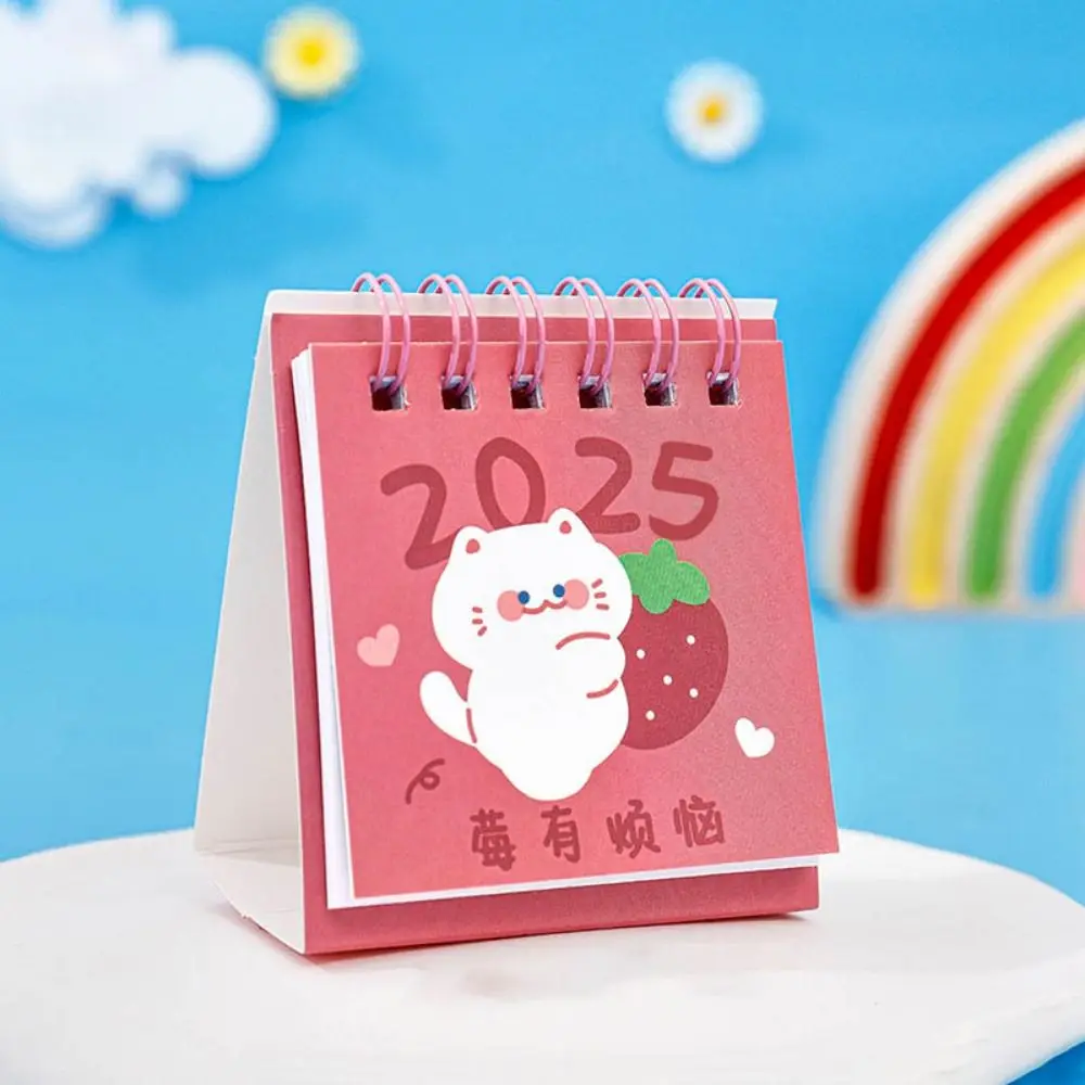 Cartoon Fruit 2025 Calendar Cute Agenda Organizer Fruit Text Calendar Mini Schedule Planner Mini Desktop Calendar Desk Check-in