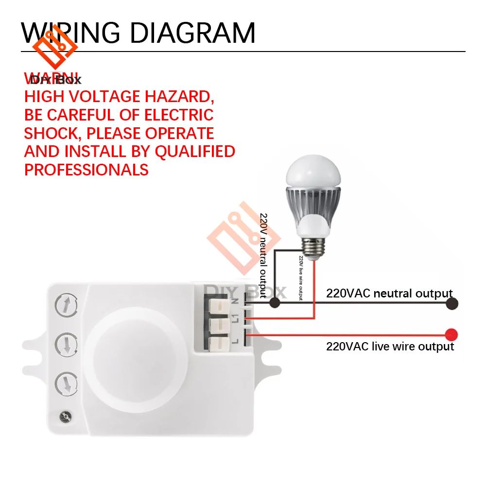 AC 220V 5.8GHz Microwave Radar Sensor Switch Human Body Motion Induction Sensor for LED Light Sensors Switches