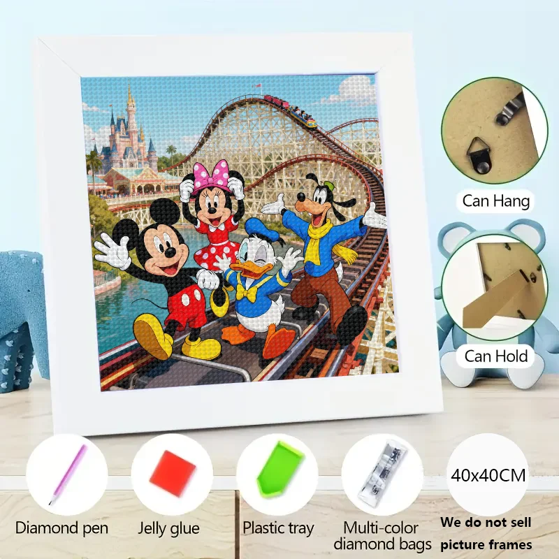 

5D DIY Набор алмазной живописи, Микки Маус Минни Дональд Дак Гуфи Друзья на американских горках, Полная дрель Персонажи мультфильмов Them