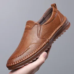 Spring autumn New Men's Daily Casual genuine leather Shoes Men's Hand Sewing Soft Sole Casual Men's Shoes C570