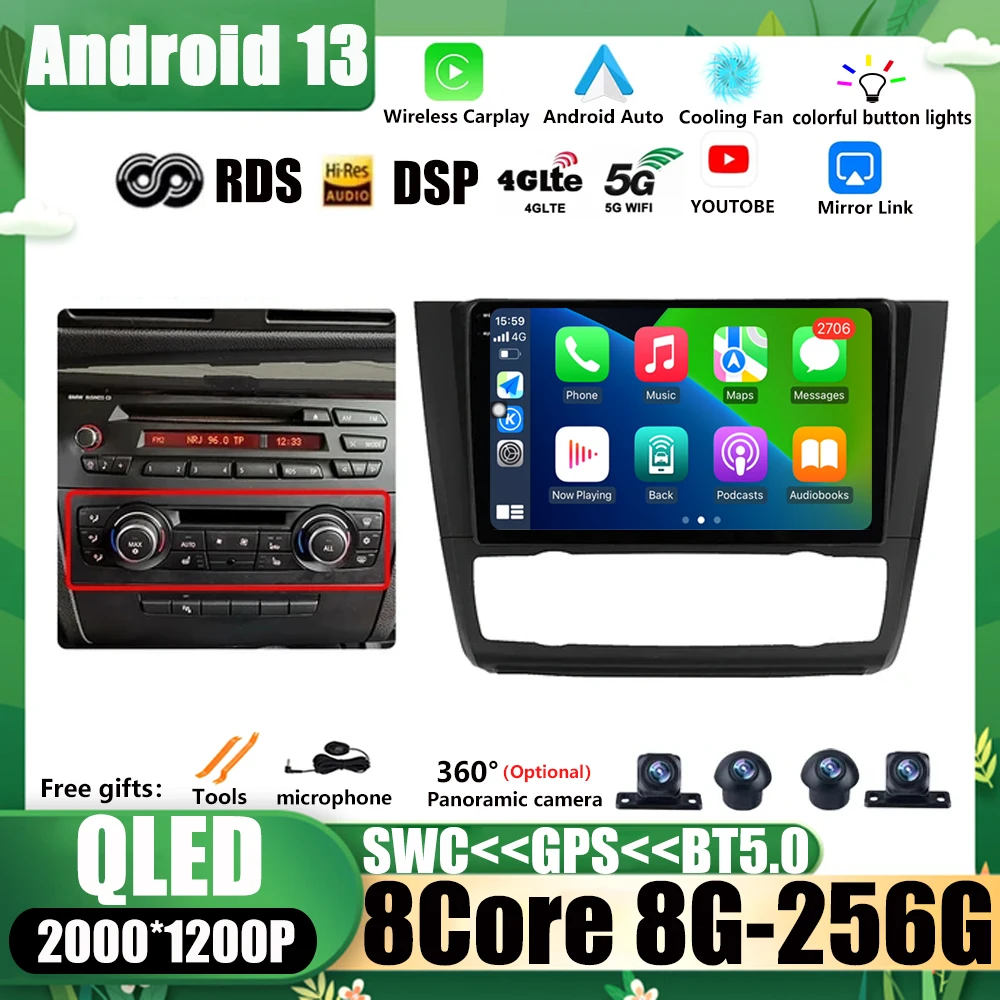 

Multimedia Serero Auto 1280*720P Android 13 Car Radio IPS For BMW 1 Series E81 E82 E87 E88 AT 2004 - 2012 GPS DSP Carplay