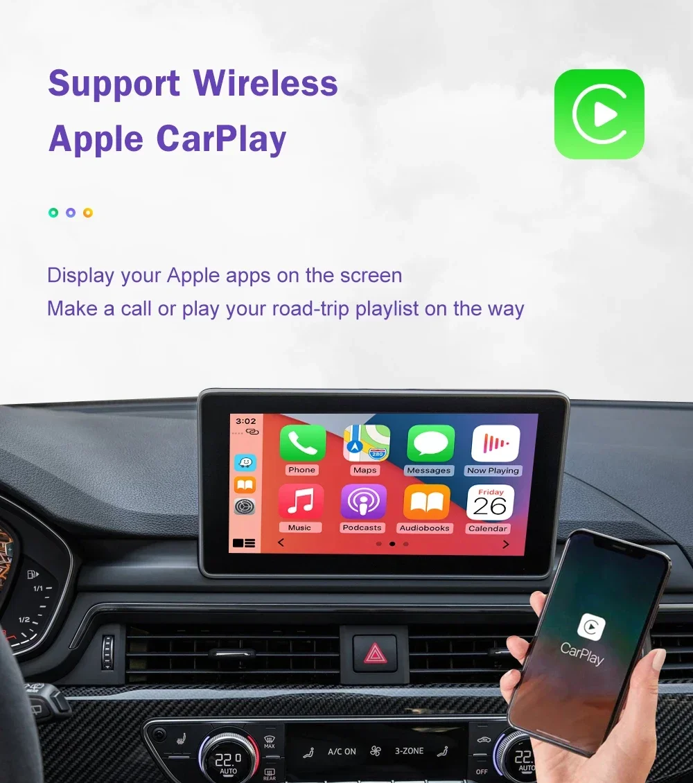 Kabelloses CarPlay für Audi A4 B9 A5 2016-2018 Android Auto Mirror Link AirPlay Rückfahrkamera Multimedia-Zubehör – Detail 5