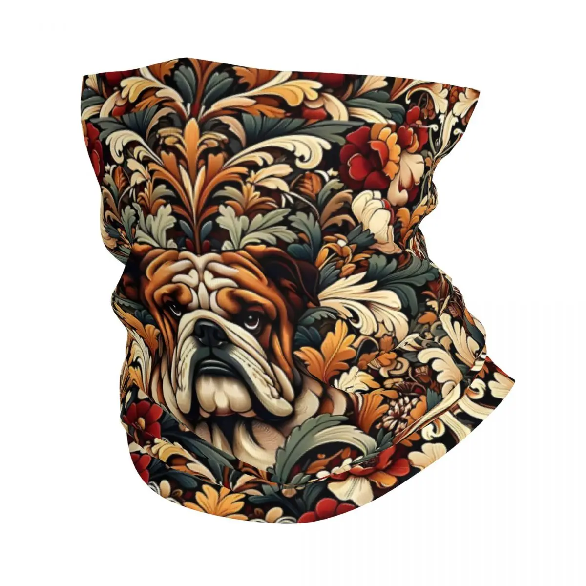 Bulldog In Floral Bandana Neck White Scarf Multi-use Headwear Fishing Unisex Adult Winter