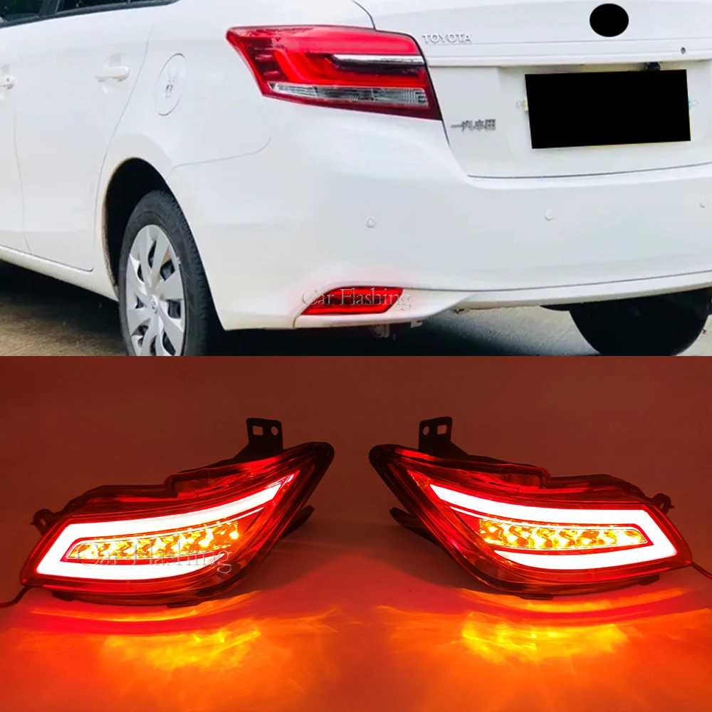 LED Rear Bumper Reflector Fog Lamp For Toyota Vios 2016 2017 2018 2019 Brake Light Turn Signal Light Warning Light