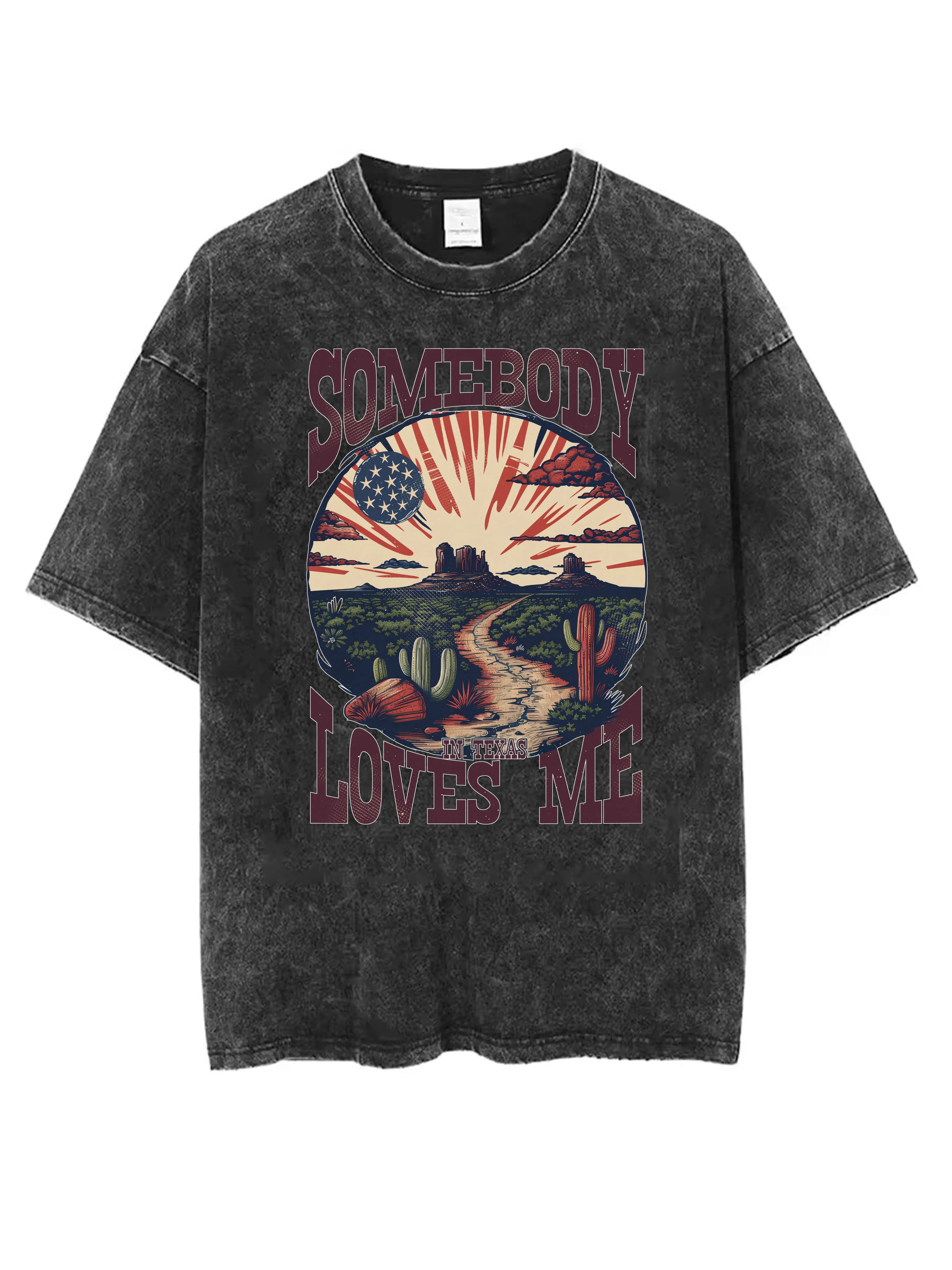 

Somebody In Texas Loves Me SHE'S GOT A KNIFE Black Washed Round Neck T-Shirt Loose for Men Women Perfect for Winter Christmas