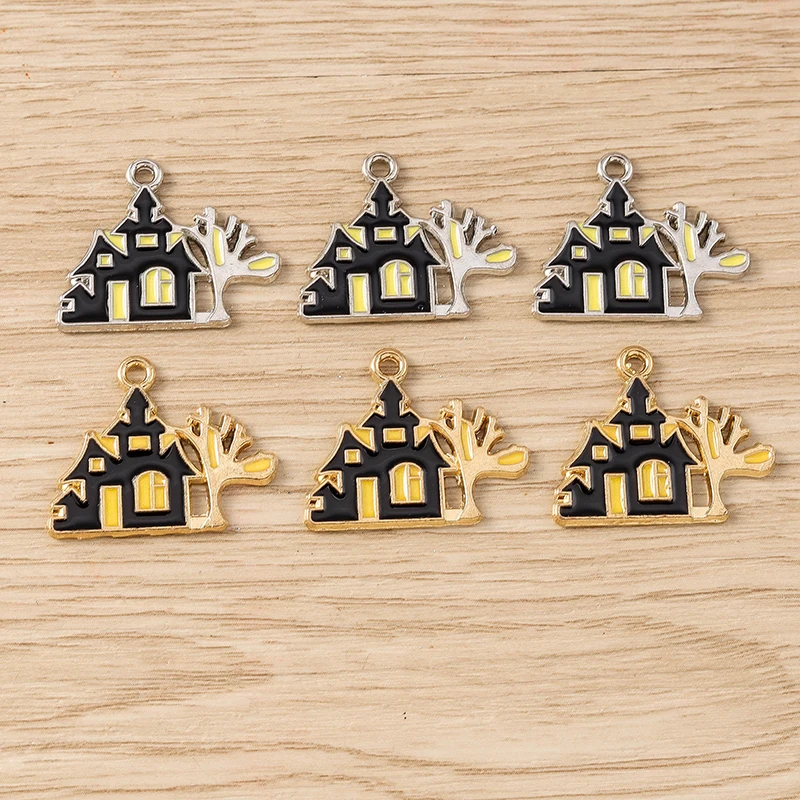 Tusember 20 Stück Emaille-Hexenhut-Katzen-Schädel-Fledermaus-Spinnen-Charm-Anhänger für Halsketten, Ohrringe, DIY-Armbänder, Halloween-Schmuckherstellung – Detail 19