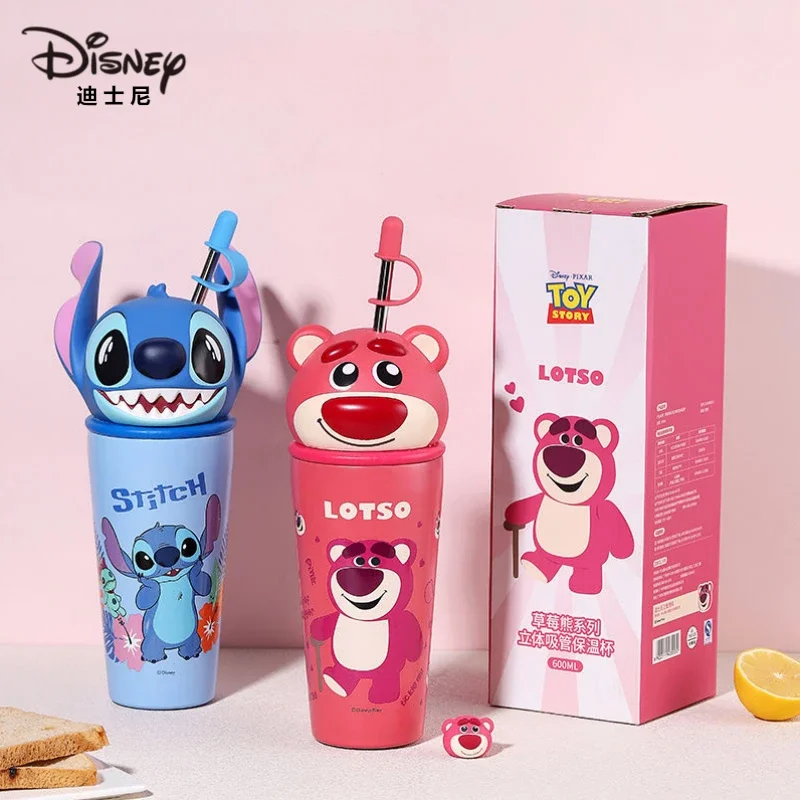 Grande capacidade Cartoon Thermos Cup, Disney Lotus Stitch, Bonito e Criativo, Anime Kawaii, Personagem do filme, Copo de gelo personalizado, Presente