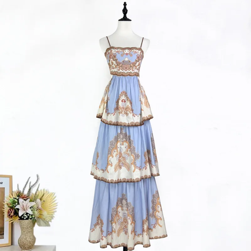 

Женская многослойная юбка-кейк с поясом, в тематике Blue Print, с завышенной талией, из бархатной ткани