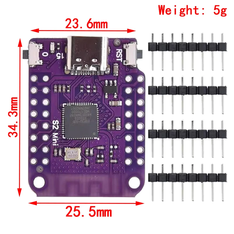 ESP32 S2 Mini V1.0.0 - LOLIN WIFI IOT Board based ESP32-S2FN4R2 ESP32-S2 4MB FLASH 2MB PSRAM MicroPython Arduino Compatible