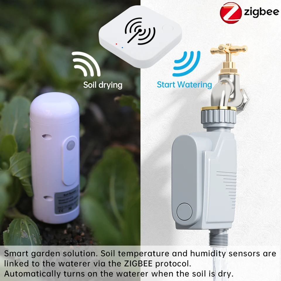 RISOON ZigBee Bodemvochtigheidssensor – Capacitieve Sonde, Meet Vocht En Temperatuur, Compatibel Met Homey, Hubitat, SmartThings En Home Assistant (hub Vereist)