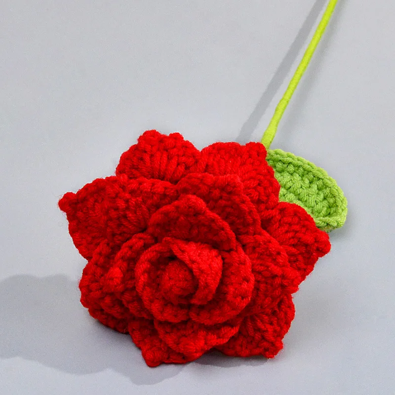 1 x handgefertigte Häkelblumensträuße, gestrickter Rosenstrauß aus Stoff für DIY-Heimdekoration, Geschenk für Frau, Frau, Mutter, Freundin, Liebhaber – Detail 2