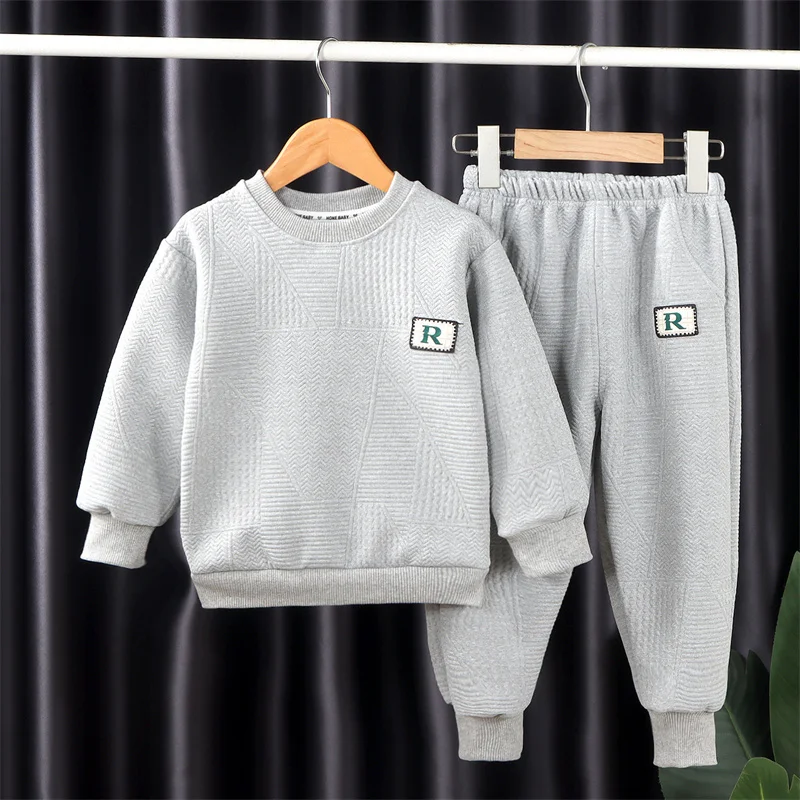 Baby Warm Sets 2023 Spring Autumn New Trend Suit Boys Girls Sweatshirt Outfit Kids Cotton Top Casual Sports Pants 2Pcs 1-14Y