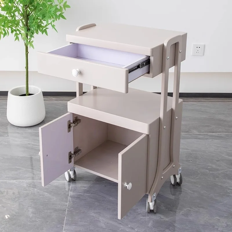 

High-End Modern Multi-Functional Nail Art Tattoo Salon Cabinet Stainless Steel Beauty Trolley with Movable Storage Rack