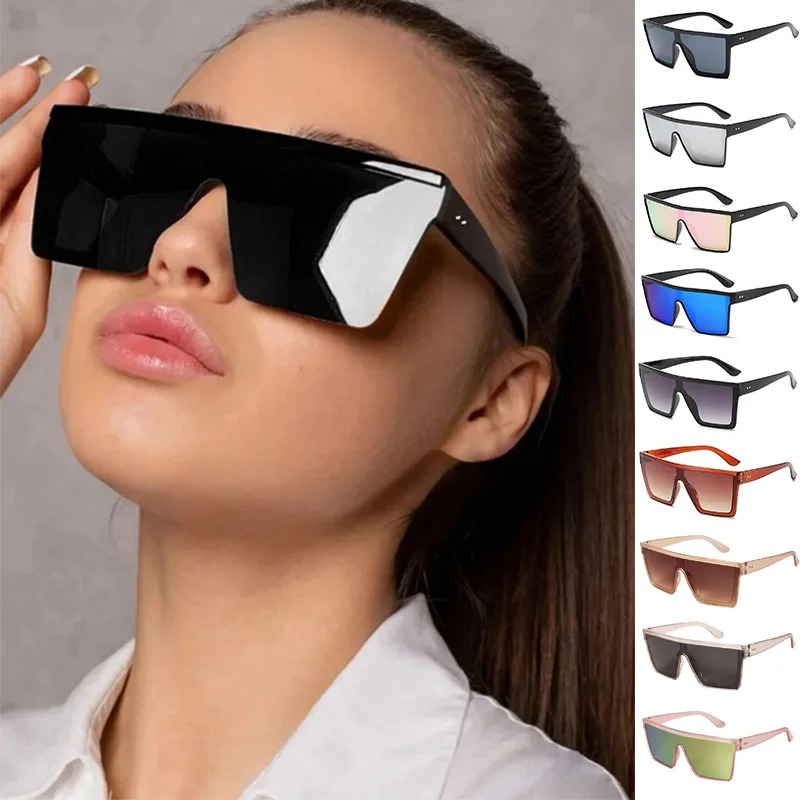 Fashion Conjoined Large Frame Sunglasses Vintage Oversized Square Sun Glasses for Women Men Outdoor Shades UV400 Protect Goggles