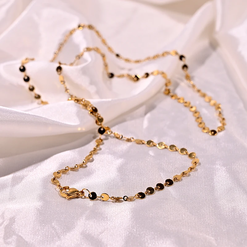 70CM Gold Color Stainless Steel Long Necklace for Women Fashion Tarnish Free Round Shape Sweater Chain Necklace Fashion Jewelry