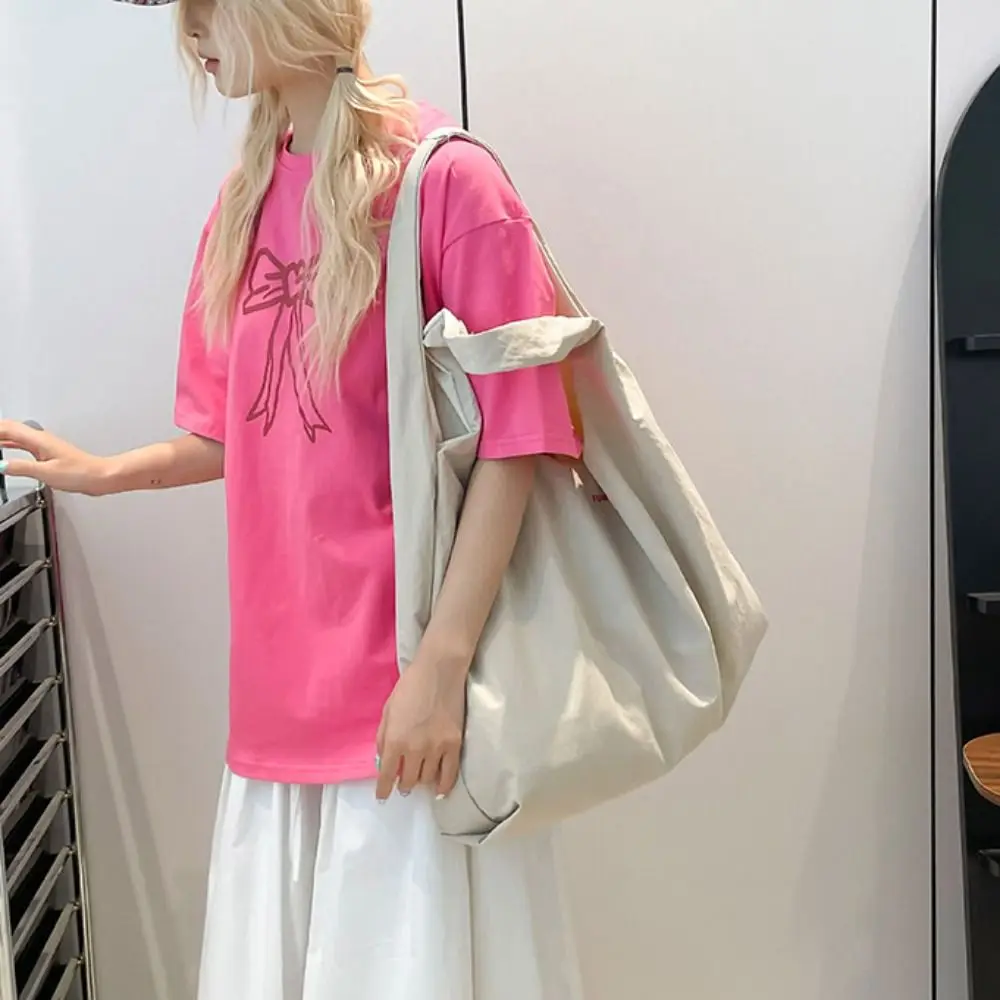 

Candy Color Nylon Shoulder Bag Quick-dry Solid Color Casual Tote Bag Large Capacity Korean Style Japanese Style Shoulder Bag