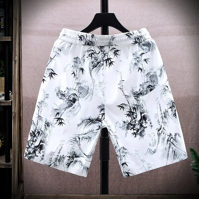 2025 Summer Casual Men's Drawstring shorts male Quick Dry Hawaii Holiday Sports Swimming Trunks Coconut Tree Printed Shorts