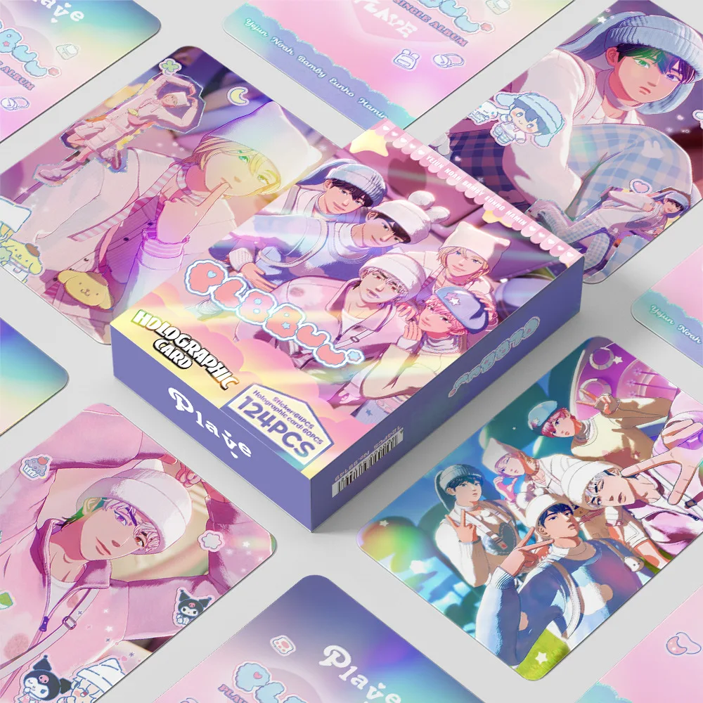 

124PCS PLBBUU Album Holographic Photo Cards Set - BAMBY HAMIN EUNHO YEJUN Laser LOMO Cards with Stickers