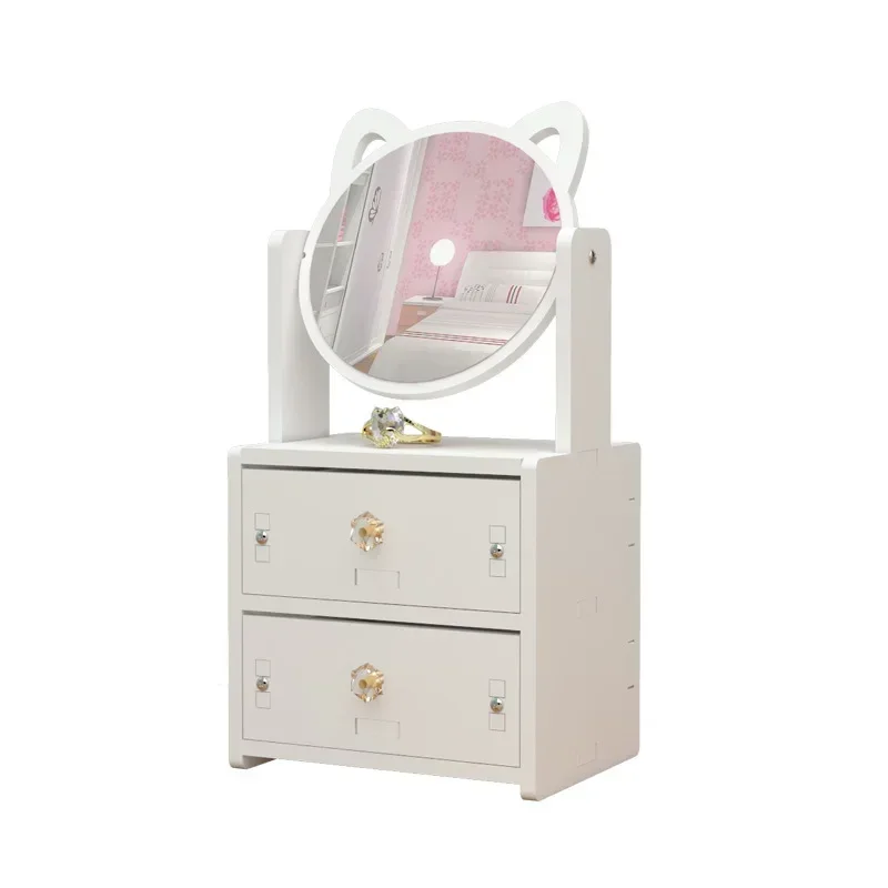 Makeup Mirror Portable Desktop Dressing Table Simple Mirror with Storage Box to Organize Makeup cabinet organizer  drawer