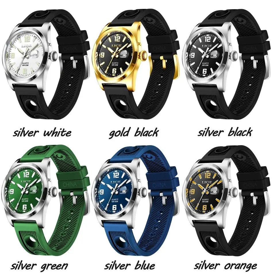 LIGE Brand Watch Men Silicone Sports Watches Men\'s Army Military Quartz Wristwatch Chronograph Male Clock Relogio Masculino