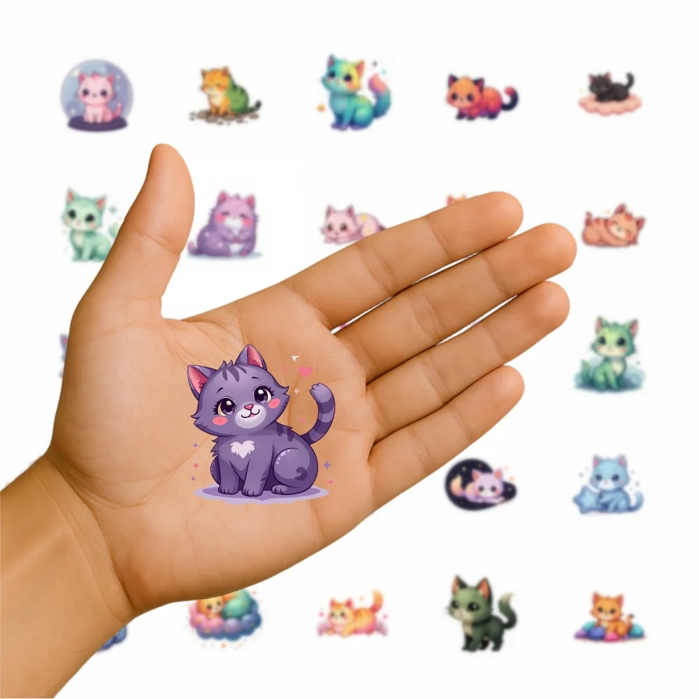35pcs Kawaii Cat Meow Stickers Aesthetic Colored Decoration Scrapbooking Hand Accounting Graffiti Decals Supplies