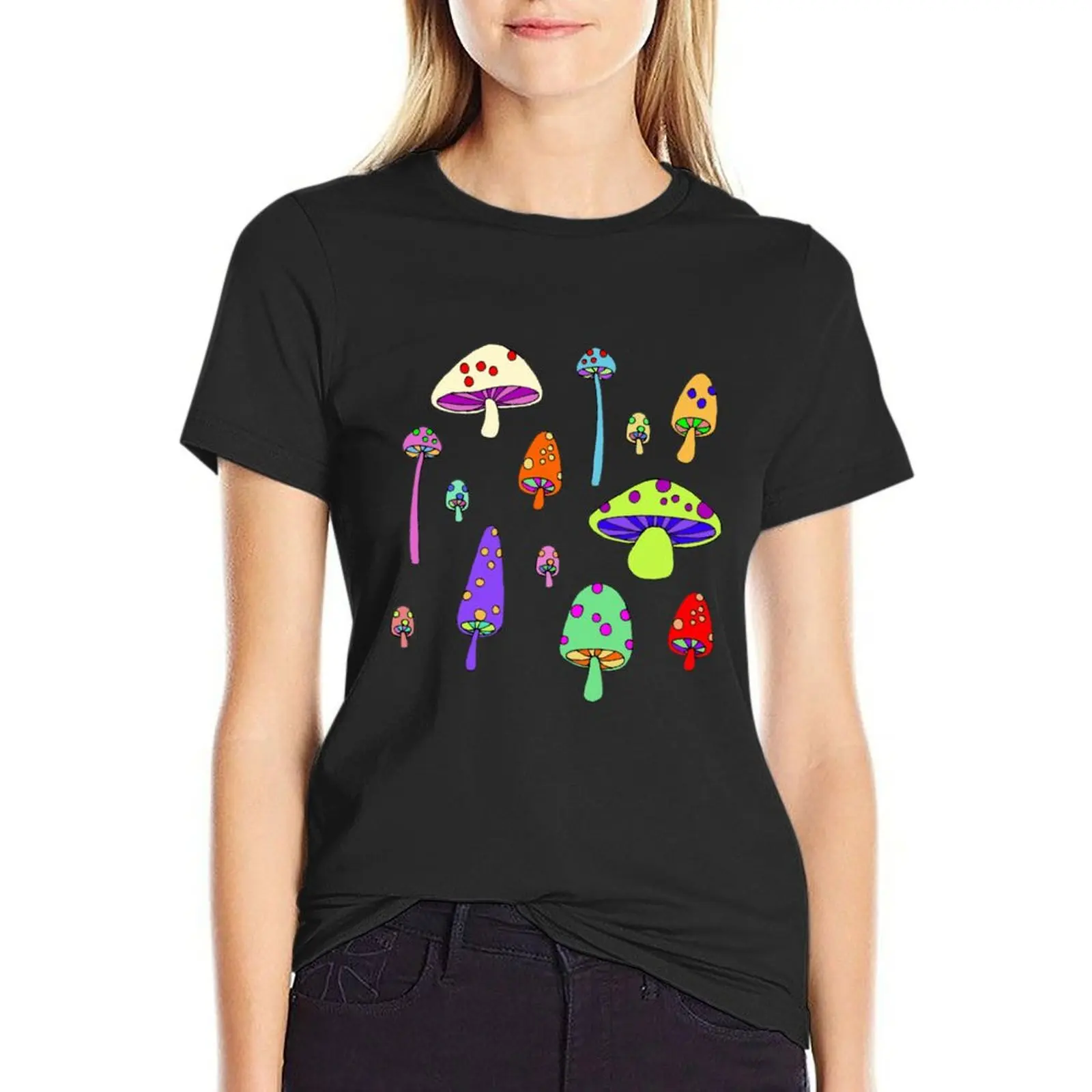 Technicolor Mushrooms T-Shirt lady clothes funny shirts graphic tees Short sleeve tee summer blouses woman 2024